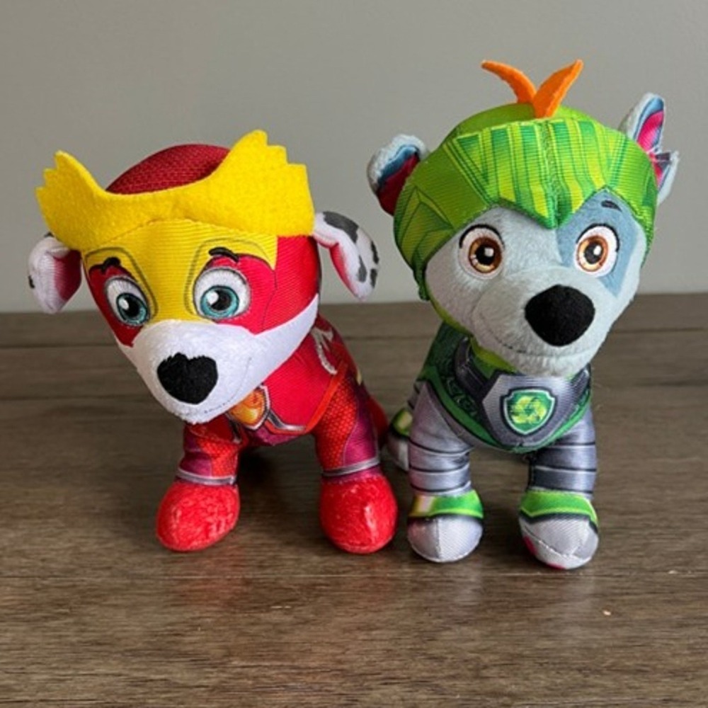 Paw Patrol Rescue Knights Marshall Rocky Plush Set Spin Master Stuffed Animal 7"